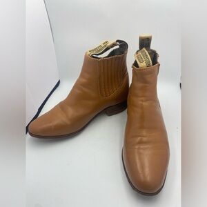 Genuine Cowhide Leather Square Toe Western Short Ankle Boots Handmade